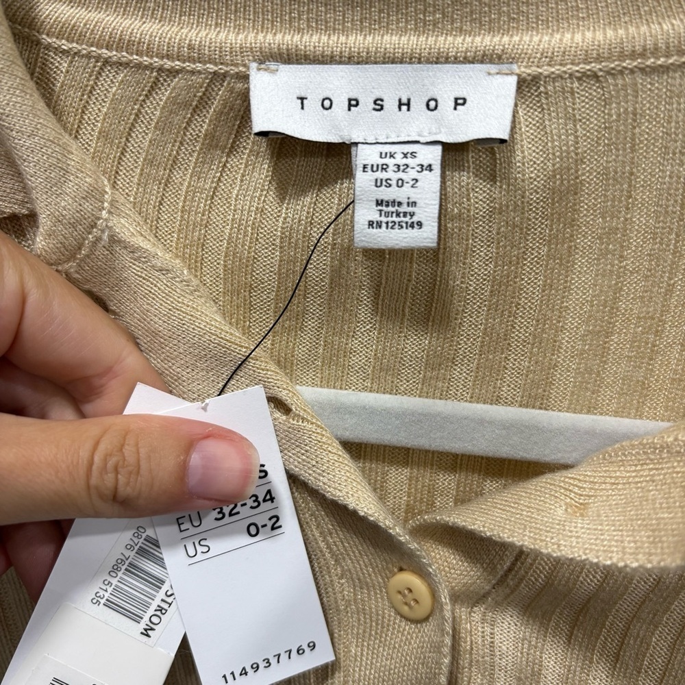 NWT Topshop collared ribbed long sleeve top - Picture 3 of 5